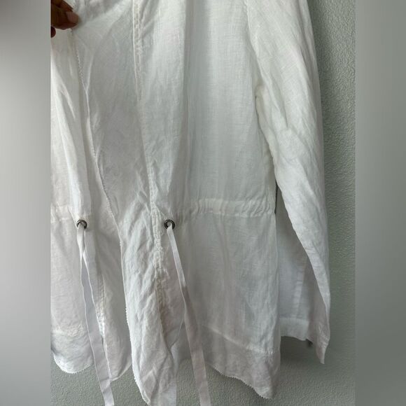 Eileen Fisher White Irish Linen Tie Front Jacket Blazer Top Size S - Picture 6 of 12